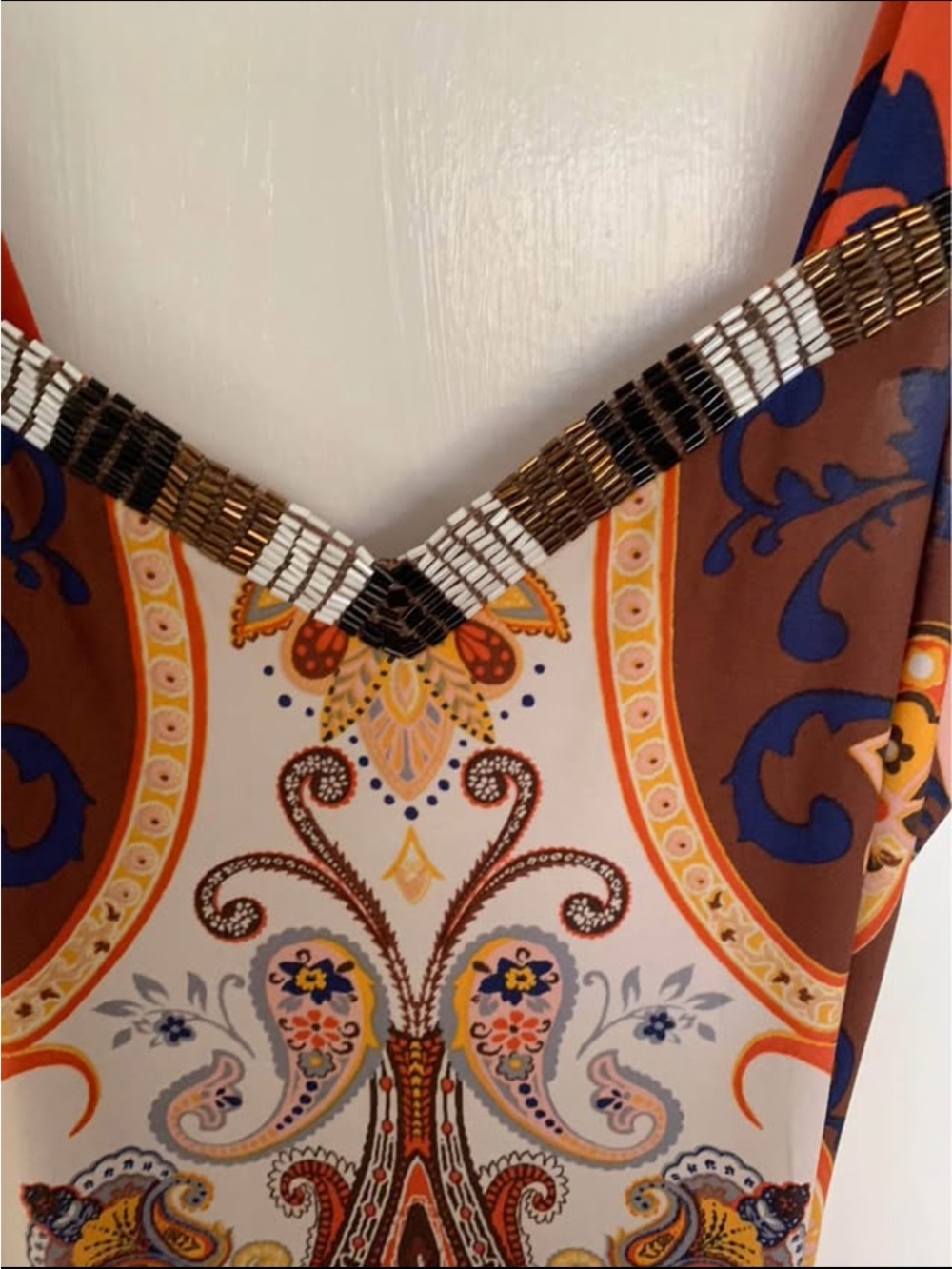 Source Unknown Paisley Print Maxi Dress in Orange and Blue